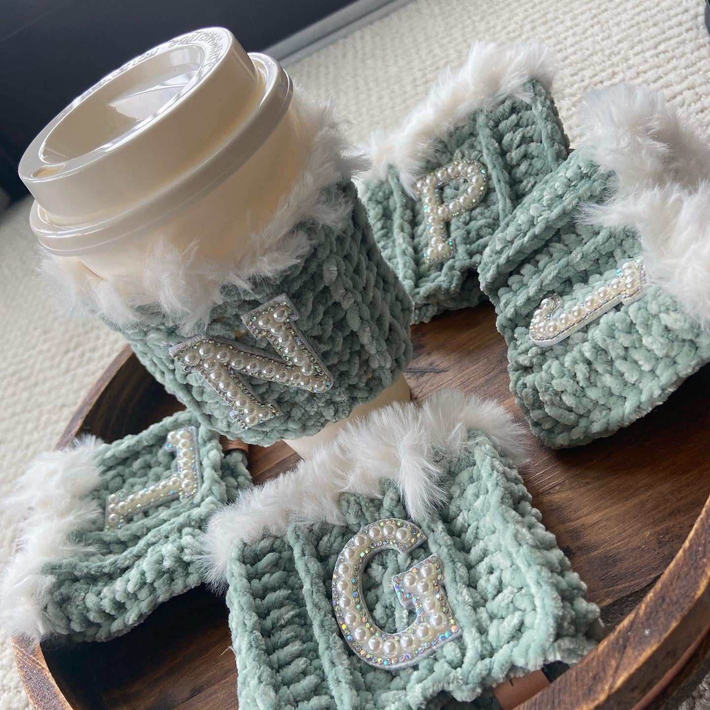 Furry Custom Monogram Coffee Cozy Cup